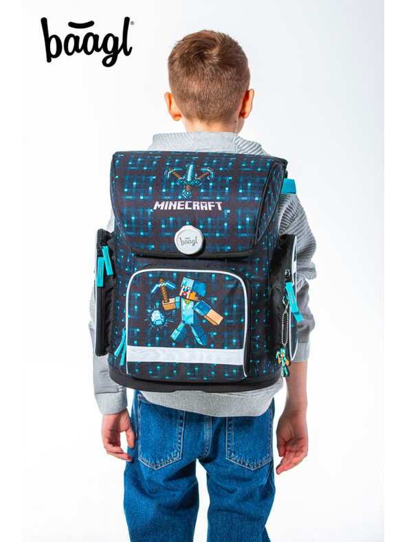 BAAGL  Ergo Minecraft Blue Axe šolska torba