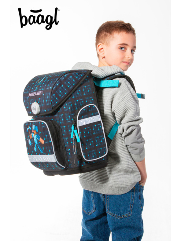 BAAGL  Ergo Minecraft Blue Axe šolska torba