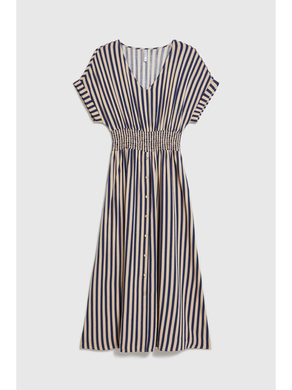 Moodo Obleka iz viskoze s črtami temno modra Moodo