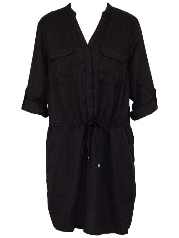 CAMAIEU Črne srajčne obleke z vezanjem