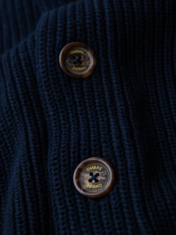 Ombre Clothing Moški bombažni pulover s šalnim ovratnikom - temno moder V1 OM-SWCD-0153 Ombre Clothing
