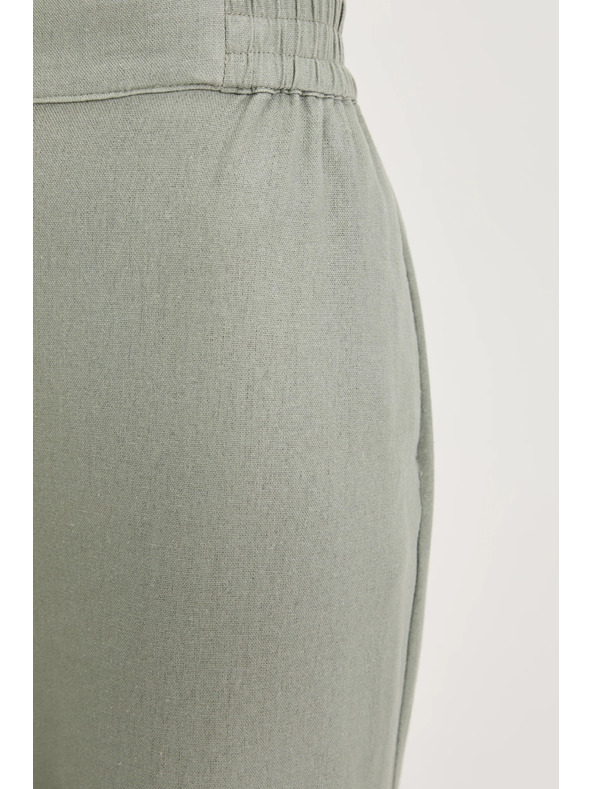 Moodo Hlače s primesjo lana olivne barve Moodo