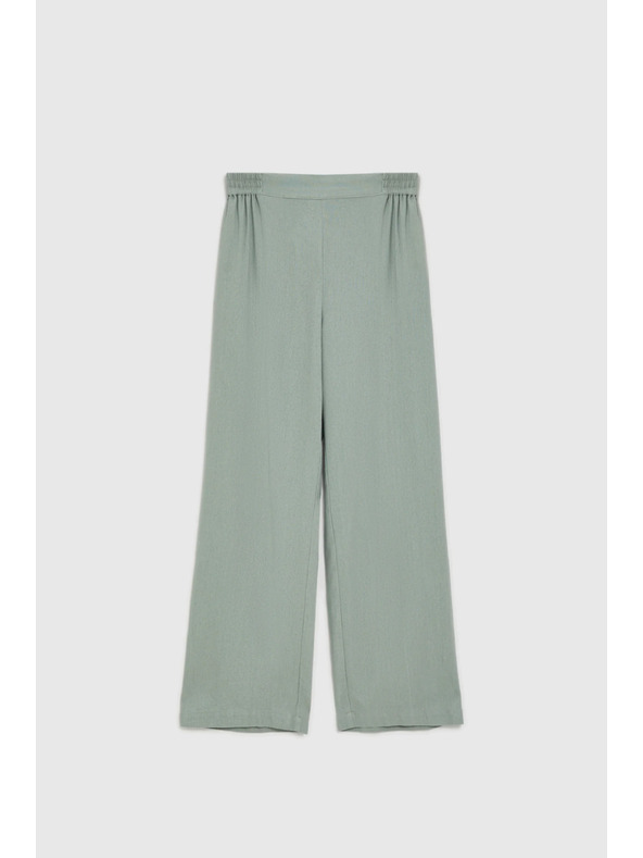 Moodo Hlače s primesjo lana olivne barve Moodo