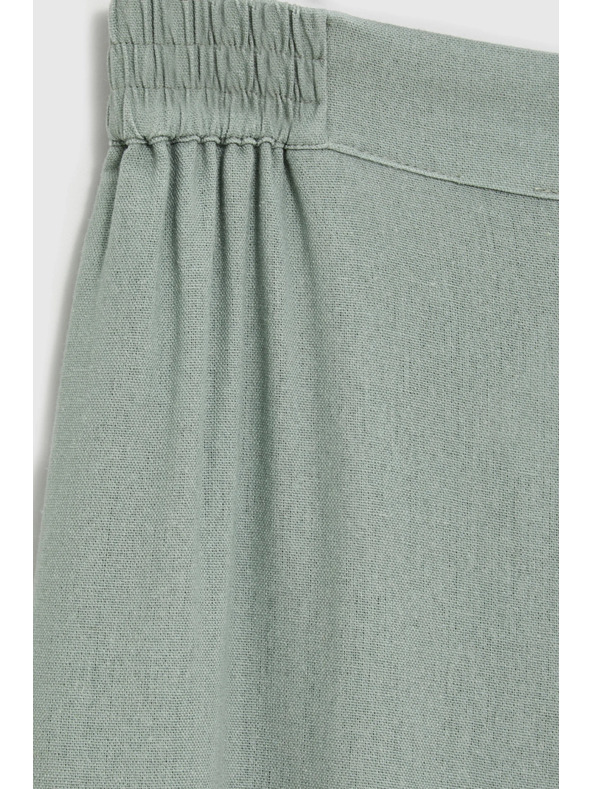 Moodo Hlače s primesjo lana olivne barve Moodo