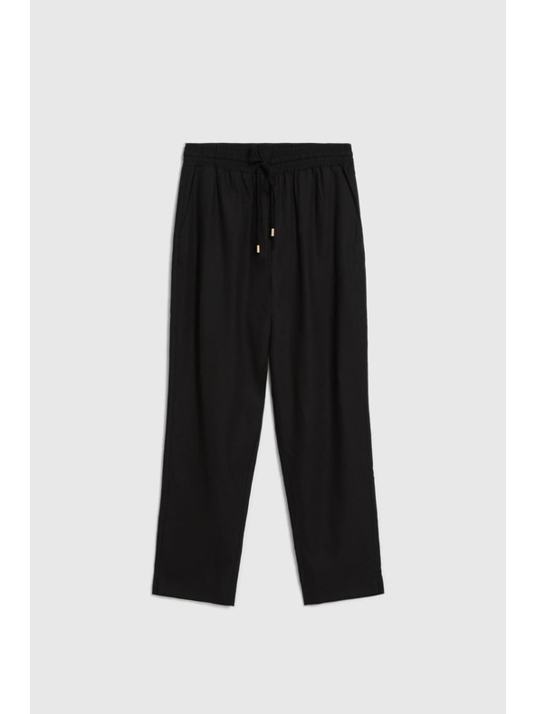 Moodo Hlače iz viskože in lana črne Moodo