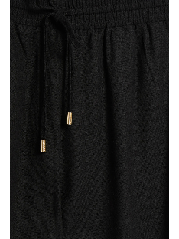Moodo Hlače iz viskože in lana črne Moodo