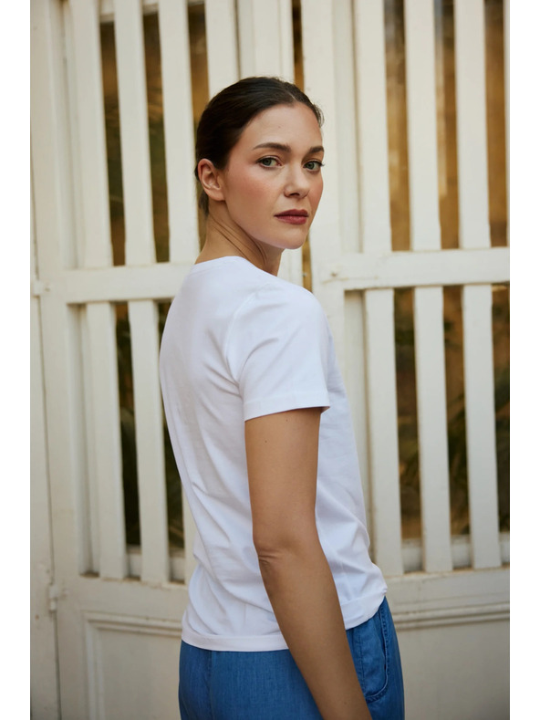 Moodo Srajca z žepom in tiskom bela Moodo