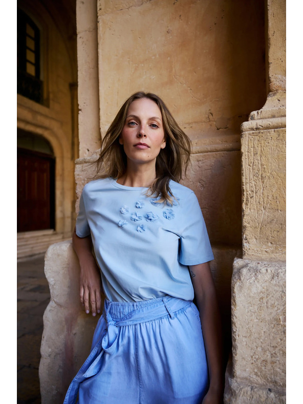 Moodo Bombažna srajca z aplikacijo svetlo modra Moodo