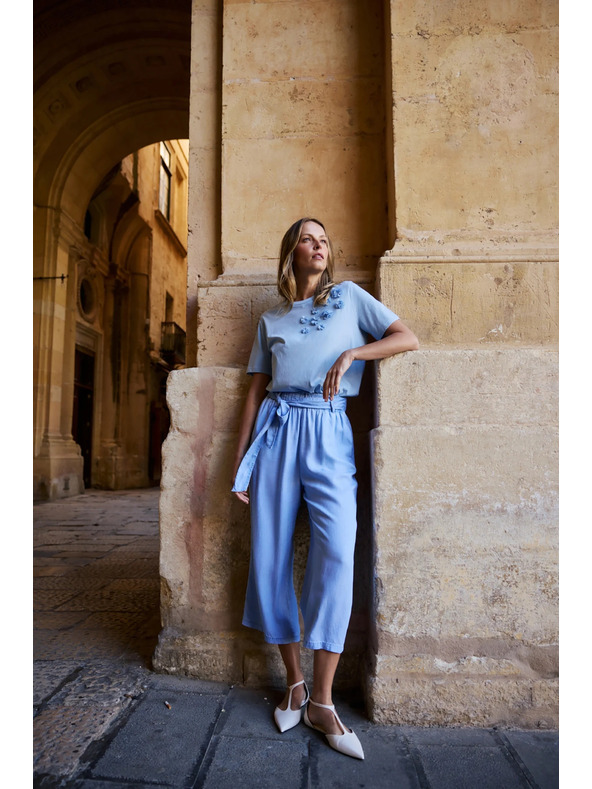 Moodo Bombažna srajca z aplikacijo svetlo modra Moodo