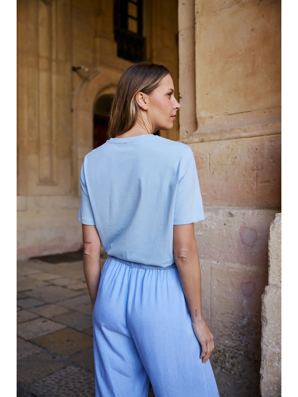 Moodo Bombažna srajca z aplikacijo svetlo modra Moodo