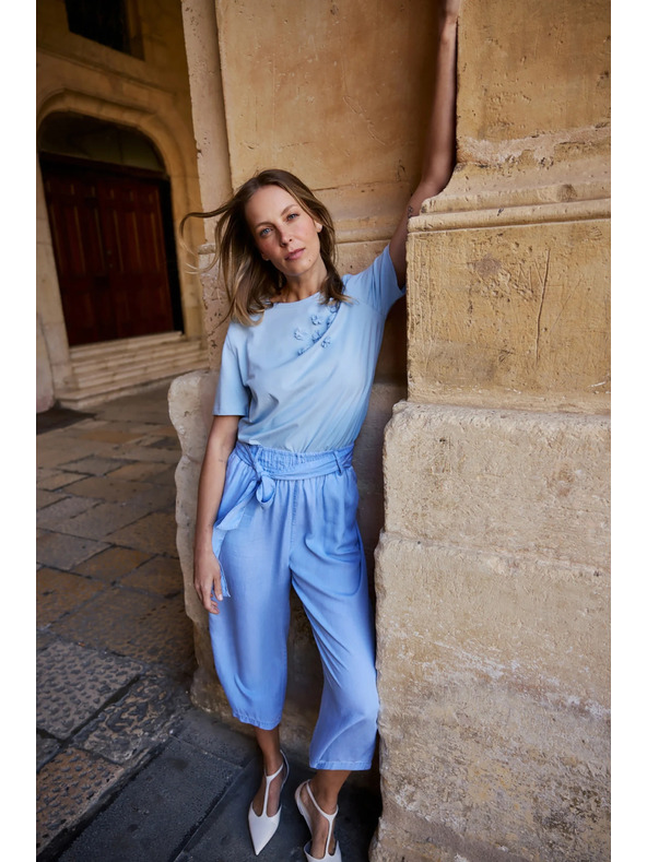 Moodo Bombažna srajca z aplikacijo svetlo modra Moodo