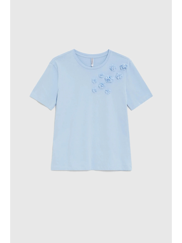 Moodo Bombažna srajca z aplikacijo svetlo modra Moodo