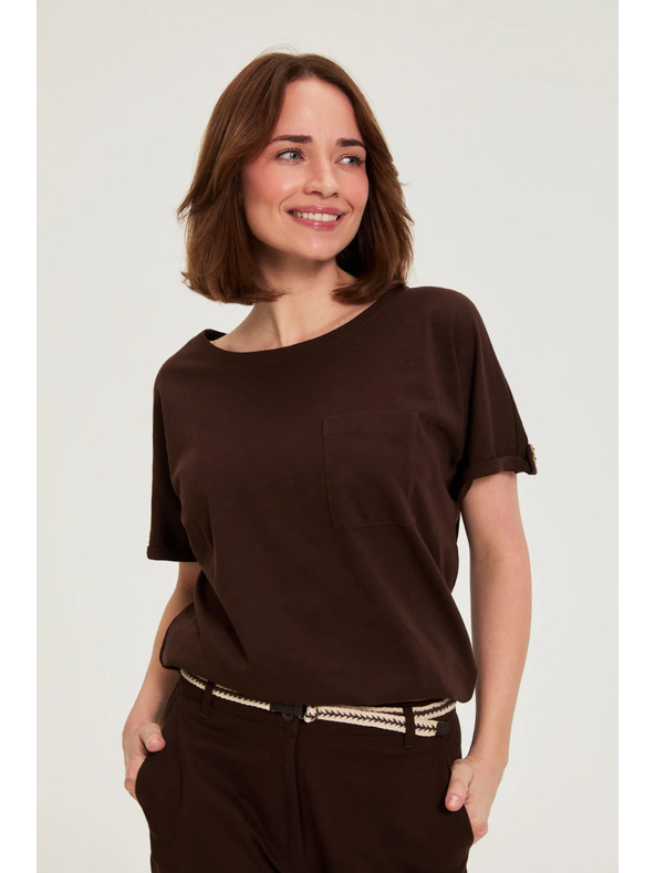 Moodo Bombažna srajca s žepom rjava Moodo