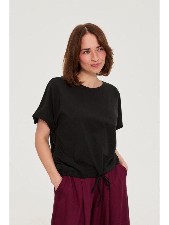 Moodo Majica z vezavanjem črna Moodo