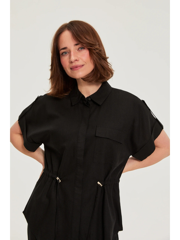 Moodo Črna srajca s vezavanjem Moodo