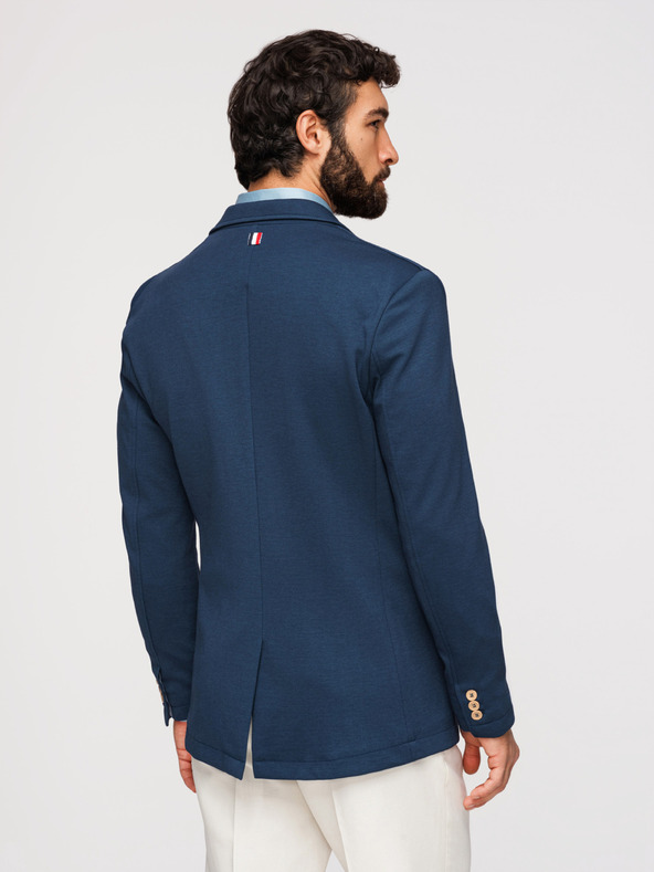 Ombre Clothing Moški modri blazer SLIM z rahlo teksturo