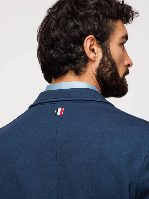 Ombre Clothing Moški modri blazer SLIM z rahlo teksturo