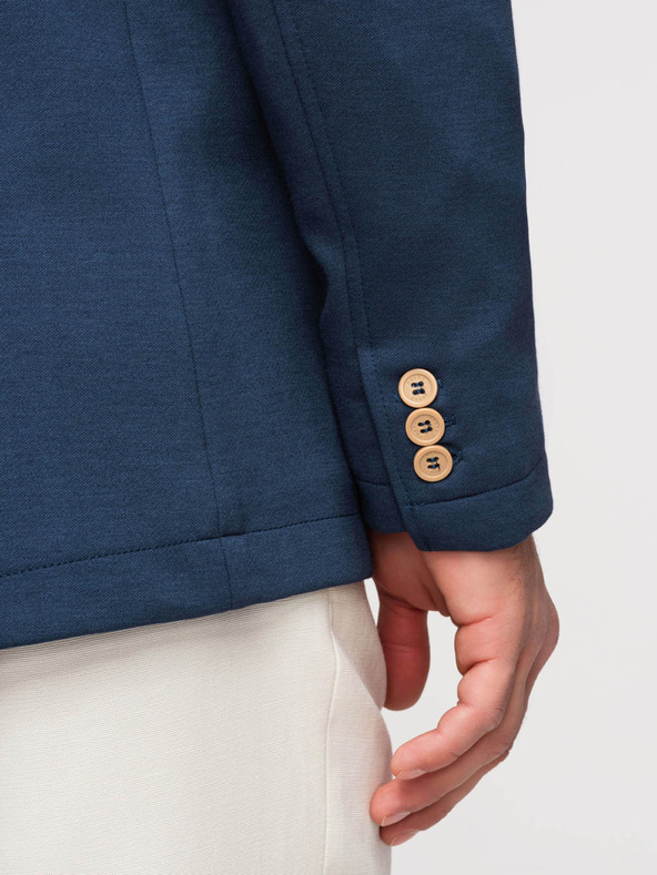 Ombre Clothing Moški modri blazer SLIM z rahlo teksturo