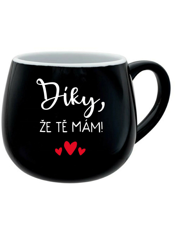 Giftela HVALA, KER TE IMAM! - črna keramična skodelica 300 ml