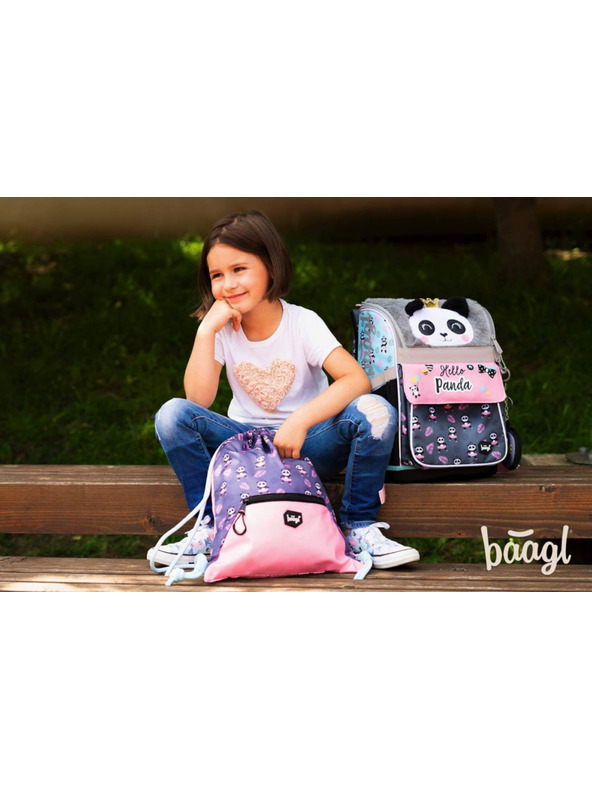 BAAGL  BAAGL SET 5 Zippy Panda: aktovka, penal, saček, zastěra, denarnica