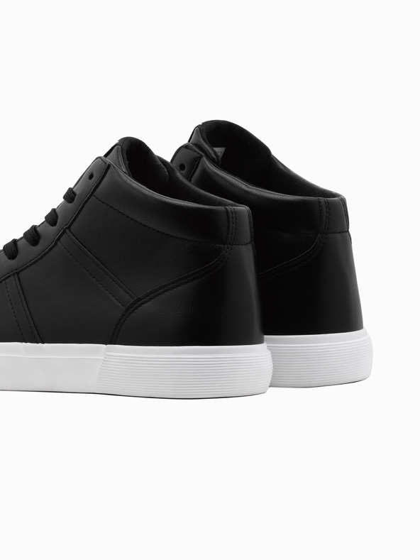 Ombre Clothing Moške gležnjarke s kontrastno peto - črne V6 OM-FOTH-0124 Ombre Clothing