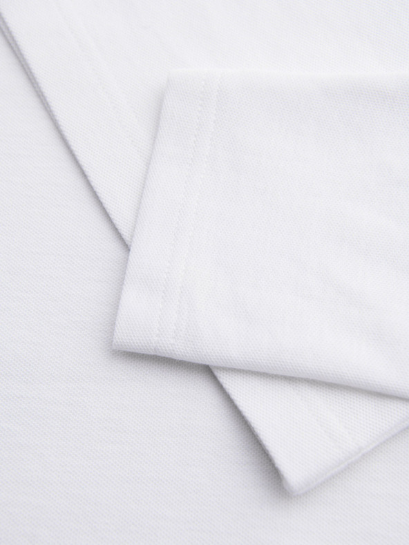 Ombre Clothing Moška majica BASIC z dolgimi rokavi in polo ovratnikom - bela V1 OM-POBL-0162 Ombre Clothing