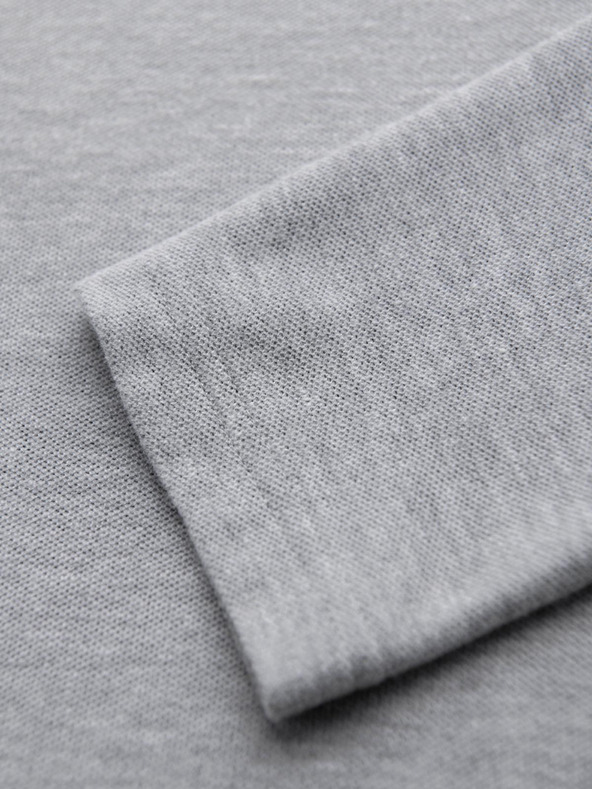 Ombre Clothing Moška majica z dolgimi rokavi in polo ovratnikom BASIC - siva mešanica V4 OM-POBL-0162 Ombre Clothing