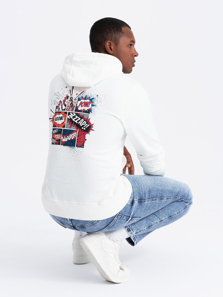 Ombre Clothing Kremasta moška jopa s potiskom na hrbtu Ombre Clothing