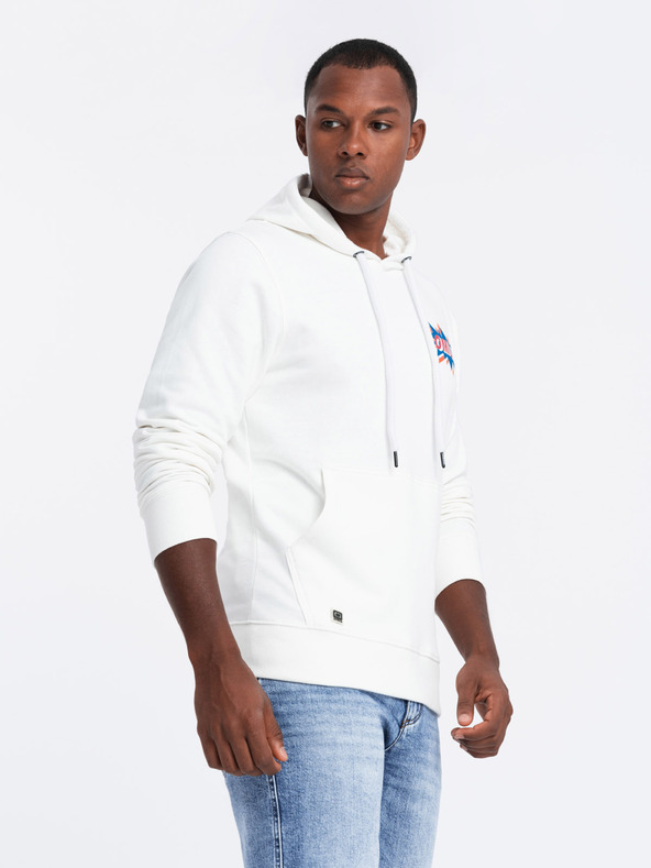 Ombre Clothing Kremasta moška jopa s potiskom na hrbtu Ombre Clothing