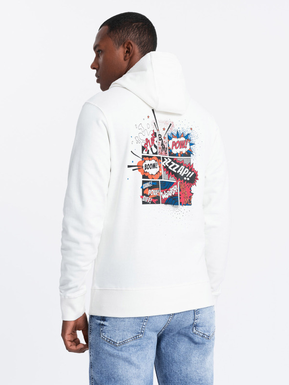 Ombre Clothing Kremasta moška jopa s potiskom na hrbtu Ombre Clothing