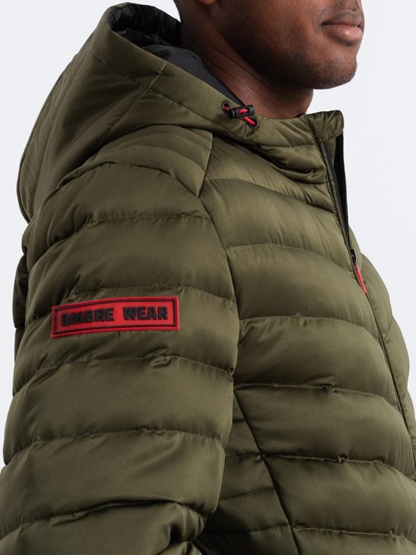 Ombre Clothing Kaki moška prešita lahka jakna Ombre oblačila