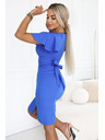 numoco NINA Elegantni obleki s prekrizanim izrezom, rokavom in paskom - kraljevsko modra