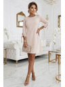 numoco ALICE Trapezna mini obleka s pentljo in vezljivimi rokavi - bež
