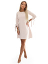 numoco ALICE Trapezna mini obleka s pentljo in vezljivimi rokavi - bež