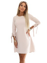 numoco ALICE Trapezna mini obleka s pentljo in vezljivimi rokavi - bež