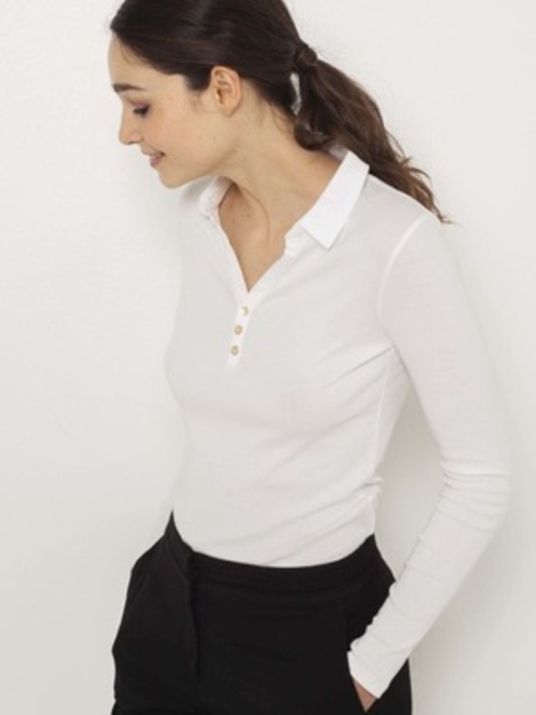 CAMAIEU Bela majica s piketom