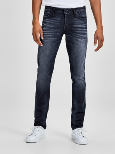 Jack & Jones Temno modre slim fit jeans s prošikanim efektom
