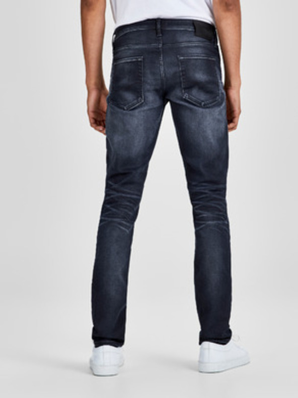 Jack & Jones Temno modre slim fit jeans s prošikanim efektom