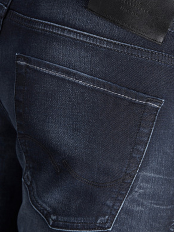Jack & Jones Temno modre slim fit jeans s prošikanim efektom