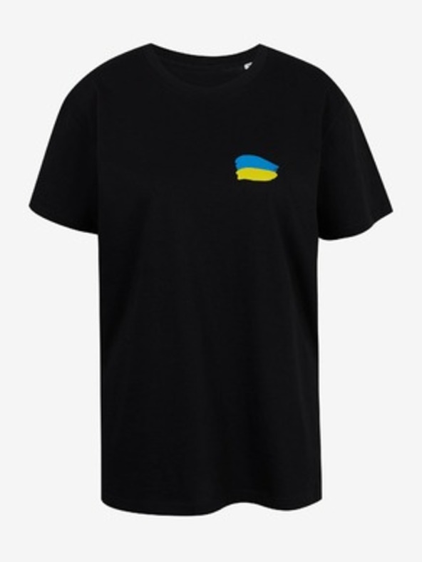 DOBRO Črna ženska oversize majica Ni treba besed iz kolekcije DOBRO. for Ukraine