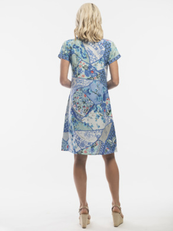 Orientique Modra ženska cvetlična obleka s platnom Orientique