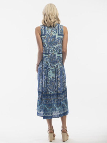 Orientique Modra ženska patternirana midi obleka