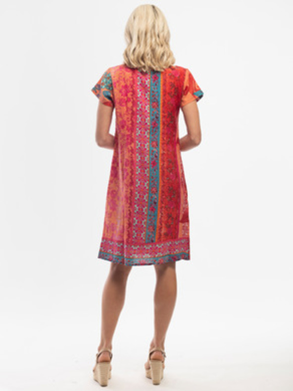 Orientique Rdeco-oranžna ženska patternirana obleka