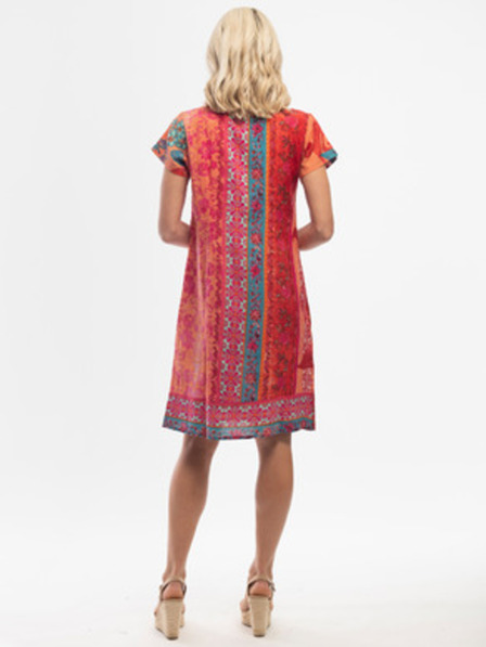 Orientique Rdeco-oranžna ženska patternirana obleka