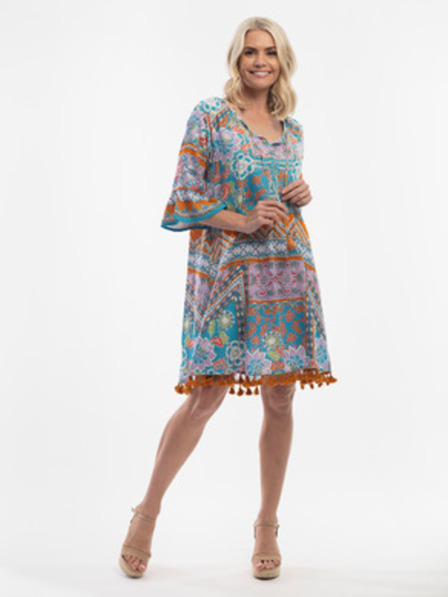 Orientique Turkizna ženska patternirana obleka