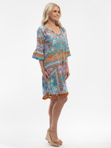 Orientique Turkizna ženska patternirana obleka