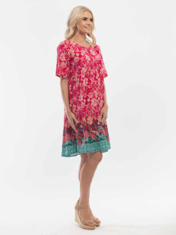 Orientique Temno roza ženska cvetnična obleka