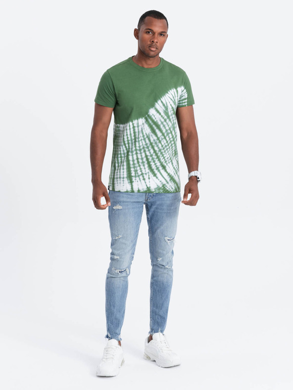 Ombre Clothing Temno zelena moška srajca z batiko Ombre Clothing