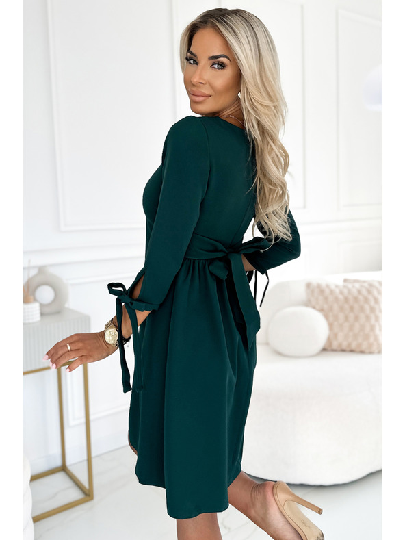 numoco Obleka v obliki trapeza s pentljami - zelena Numoco ALICE