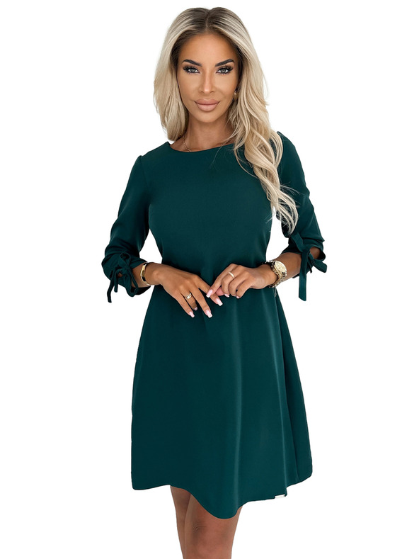 numoco Obleka v obliki trapeza s pentljami - zelena Numoco ALICE